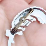 WEST GERMANY Signed Feather Vintage Faux Marcasite Pin Brooch Mid Century MCM Photo 8