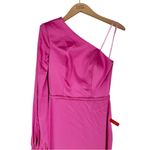 Mac Duggal Ieena for Candy Pink One Sleeve Satin Formal Bishop Sleeve size 2 Photo 3