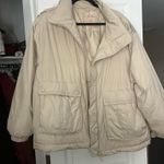 Free People  Duvet Puffer Jacket Women’s Bomber Oatmeal Cream Coat Medium Photo 1