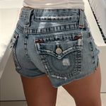 True Religion  women size 27 raw hem Jean shorts 100% cotton Photo 2