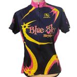 Giordano navy & pink size L full zip shirt sleeve cycling top. Size L Photo 0