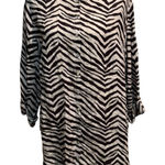 Tahari 100% Linen Zebra Print Button Front Tunic Top 1X Long Sleeve Lightweight Photo 0