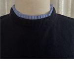 Vince Camuto Navy blue long sleeve sweater dress with ruffled trim Photo 3