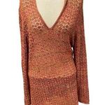 Coldwater Creek  Hooded Sweater Size Medium Orange Loose Knit Cover Up Tunic Photo 0