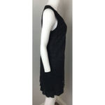 CeCe Black Dress Size 4 V Neck Shift Sleeveless Layerd Pleated hem Lace $138 Photo 6