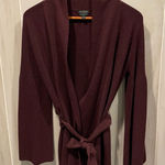 Talbots Cute plum pudding marino wool tie waist open front sweater bell sleeve Photo 0