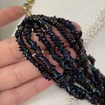 Vintage Black Carnival Glass Multi Strand Beaded Necklace 12 Strands Statement Purple Photo 4