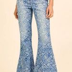 Altar'd State Altar’d State Blue Floral Flare Bell Bottom Jeans Size 27 Photo 0