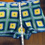 ZARA Crochet High Waisted Patchwork Boho. Shorts Bermuda Blue Sz Small Photo 8