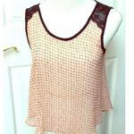 Nordstrom  Lush Pink Black Lace Plaid Top Lightweight Tank XS Photo 0