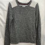 Lou & grey women's gray crocheted crewneck pullover casual lounge sweatshirt S Photo 0