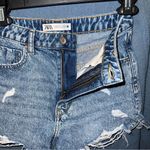 ZARA Dark Wash Distressed Jean Shorts Photo 5