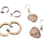 3 pair of earrings gold/white hearts white hoops gold/white hoops gently used Gold Photo 0