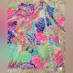 Lilly Pulitzer 100% Silk Tunic Top. Amelia Island Roar of the Seas. Size Medium Photo 6