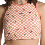 Vans NWT Longline Racerback Cropped Top Check Fruit Graphic Orange Small Photo 1