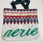 Aerie Tote Bag Shopping Reusable Sweater Seasonal Green Red Blue Large Photo 5