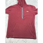 LL Bean‎ Womens Fleece Pullover Hoodie Small Red Aztec Trim 1/4 Snap Photo 4