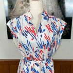 Super Cute Vintage 1970s Abstract Print Dress! White Size 14 Photo 2