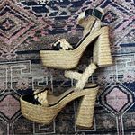 Castaner  Agnes Natural & Black Woven Raffia  Tall Sandals Platform Heels 39 US 8 Photo 9