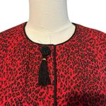 Vtg 80's Maggy London 100% Silk Jacket Womens Sz 14P Red Black Leopard Coat Photo 2