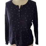 Madewell  Waffle Knit Henley Blue Bandana Floral Pajama Top ~ Women's Size MEDIUM Photo 3