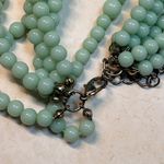 Chunky Layered Bead Necklace Mint Green Statement Bib Multi Strand Photo 3