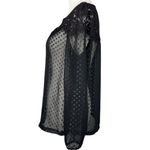 Elle Sheer Lace Black Long Sleeve Blouse Women’s Size Small Polka dot Photo 2