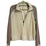 Free People  Cream Colorblock Quarter Zip Sweater Sz S Photo 1