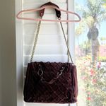 Pour La Victoire Knotted Leather Canvas Satchel Shoulder Bag in Oxblood & Gold Photo 9