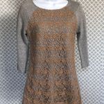 Anthropologie Anthro Dolan crochet tan lace cover 3/4 sleeve‎ top Photo 1