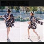 NWOT Valentino bird print cape dress Blue Photo 2