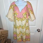 Farm Rio x Anthropologie Cream Banana Floral Linen Romper Balloon Sleeves XL NWT Photo 4