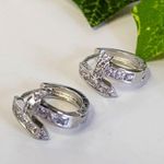 Stainless Steel Huggie Hoop Earrings Nail Ring Design Silver Photo 1