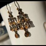 Brass tone chandelier fish hook earrings Photo 2