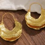 "The Golden Night" Heavy Alloy Drop Earrings Gold Photo 0