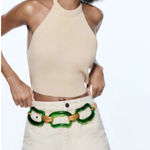 ZARA  Green Contrast Chain Large Link Belt Photo 0