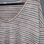 Gap  Soft Knot Pink & Gray Striped Long Sleeve Low Round Neck Top XL Photo 4
