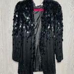 Vintage sequin beaded fringe cardigan sweater shirt black large formal dressy Photo 4
