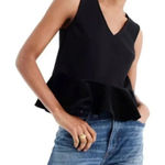 J.Crew  Velvet Black Babydoll Tank Top Preppy Dark Goth Stretchy Holiday Cocktail Photo 0