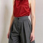 Vince . Draped Satin Halter Blouse, Red, Medium Photo 2