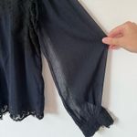 Love Sam  Navy Lace High Neck Blouse Sz M Photo 3