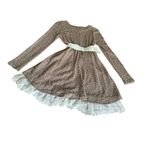 Anthropologie Y2K RYU Women's Knit Lace Tulle Pearls  Belted  Dress Coquette Sz L Photo 9