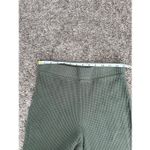 Aerie Waffle Knit High Waisted Flare Leg Pants Green Pull on Cozy S Long Photo 5