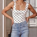 Lulus Infinitely Adorable White Polka Dot Tie-strap Bodysuit Photo 1