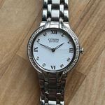 Citizen Eco-Drive Ladies Watch Genuine Diamond White Dial Stainless Bracelet Photo 2