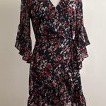 Lucy Paris NEW  Red/Black Floral Wrap w/ Side Tie & Ruffle Sleeve/Skirt Photo 1