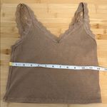 American Eagle  Size Extra Small XS Women's Teen Girl Lace Trim Ribbed Tan Top Photo 3
