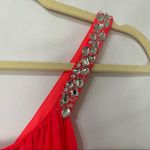 Hailey Logan  Neon Orange Prom Dress Womens 4 Short Draped Barbie Mini Rhinestone Photo 1