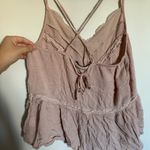 American Eagle Ballet Pink Lace Babydoll Cami Blouse Top Size S Peplum Y2K Photo 4