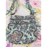 Vera Bradley  Quilted Crossbody Bag Mint Paisley Blue Gray Orange Floral Zip Photo 2